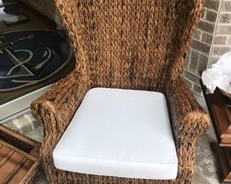 Straw Weave Chair with Ottoman - like new $ 320.00