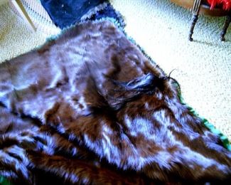 Two Bear Skin Blankets One Brown Bear, One Black Bear, Both sewn to wool backers