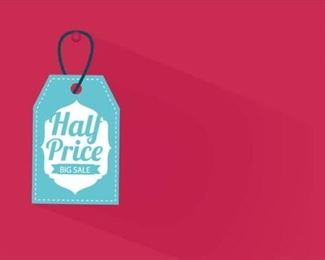 Half price day!  Most things will be half price today but some exceptions (items priced in red or marked firm) will apply. Come see us from 11-3:00!