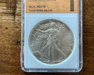 1986 MS70 Graded Silver American Eagle