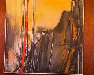 KARLIS DZENIS - 1960s Abstract Oil Painting on Canvas (49" x 40") - "Landscape" (Exhibited at Joslyn Art Museum and in the Art In Embassies Program)