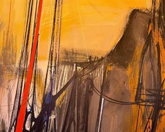 KARLIS DZENIS - 1960s Abstract Oil Painting on Canvas (49" x 40") - "Landscape" (Exhibited at Joslyn Art Museum and in the Art In Embassies Program)