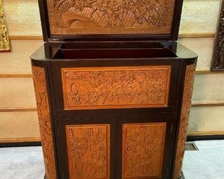 Hand Carved Chinese Teakwood Cocktail / Dry Bar