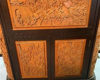 Hand Carved Chinese Teakwood Cocktail / Dry Bar