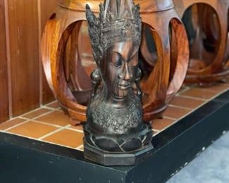 Signed Bali Figural Wood Sculpture
