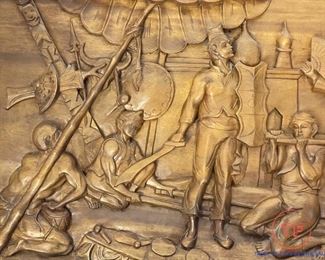 Indonesian Hand Carved Wood Wall Relief