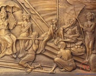 Indonesian Hand Carved Wood Wall Relief