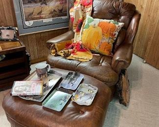 Kanowski Mfg Leather Chair and Ottoman Set