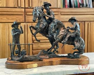 Bronze Sculpture "Come and Get It" by SNELL JOHNSON - Replica of Double Life Size for Town of Rawhide