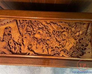 Hand Carved Chinese Teakwood and Rosewood Chest with Camphor Wood Lining (Knights In Battle Design)