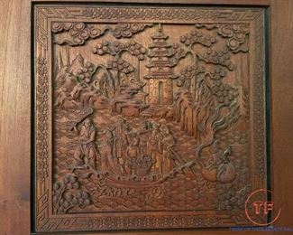 Hand Carved Three Panel Teakwood Door