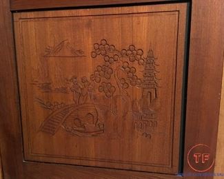 Hand Carved Three Panel Teakwood Door