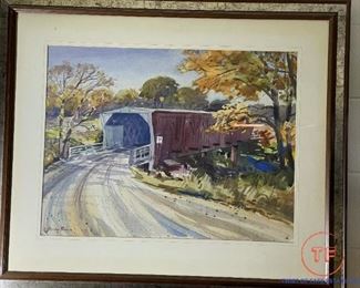 Original Watercolor by W DONALD BOE "Hogback Bridge Madison County IA."