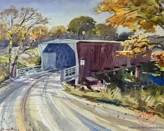 Original Watercolor by W DONALD BOE "Hogback Bridge Madison County IA."