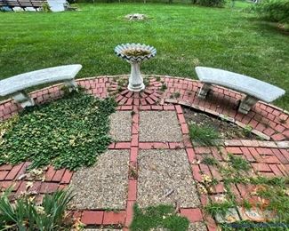 Concrete Benches and Concrete Bird Bath