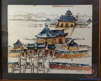Original Watercolor “Temple Of Heaven” by ROSAMOND A BROWN