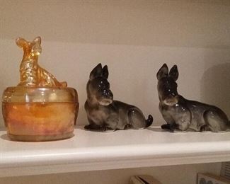 Carnival Marigold Scottie Terrier Dog Powder/Trinket Dish, USSR 2 Scottie Terrier Dog Figurines