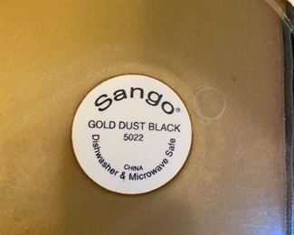 Sango "Gold Dust Black"  Stoneware LARGE SET