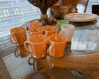 Vintage Fire King Iridescent Peach Orange Luster Coffee Cup 