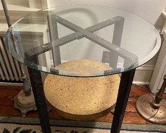 Beveled glass top & metal/marble end table