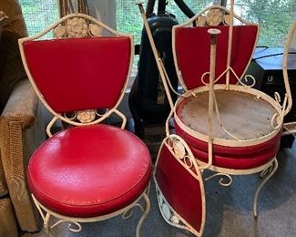 Vintage cast iron patio chairs, vinyl seats & backs; no tears!