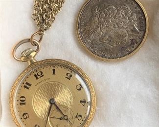 1900 Morgan Silver Dollar Fob With Hamilton Pocket Watch