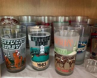 Large collection of Kentucky Derby Glasses
