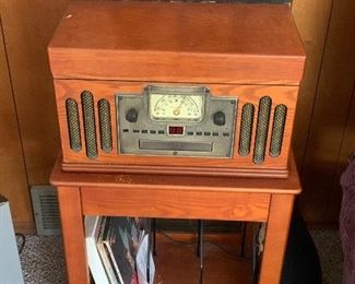 Stereo, table and home decor
