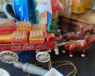 Cast Iron Coca Cola Horse Drawn Carriage with Cases of Coke