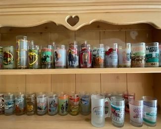 Large Lot of Kentucky Derby Glasses 1970 - 1990's. 
