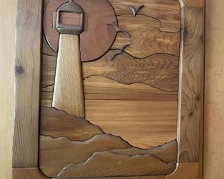 Intarsia Wood Lighthouse Wall Art