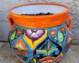 Orange and blue pottery