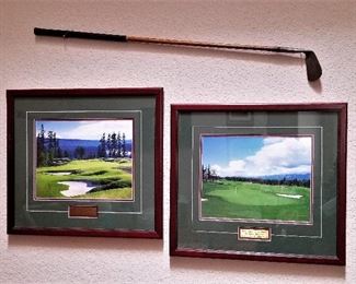 Golf art and vintage golf club