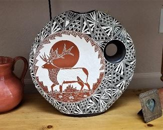 Signed deer pottery