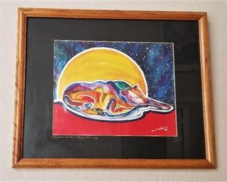 Red and Yellow signed and numbered art, "Moonlight Dreams."