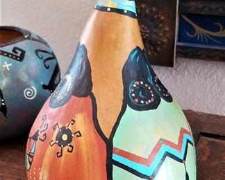 Signed Handcrafted Native American gourd