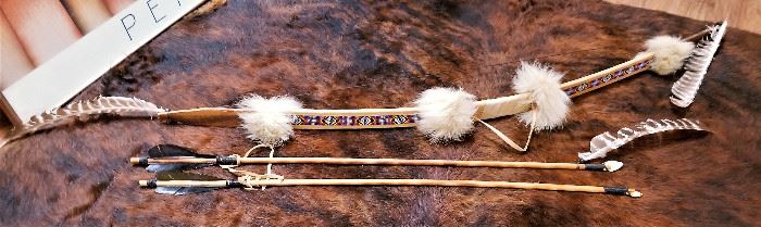 Native American beaded bow and arrows