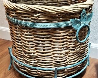 Woven and metal basket