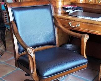 New wood and leather rocker, swivel desk chair