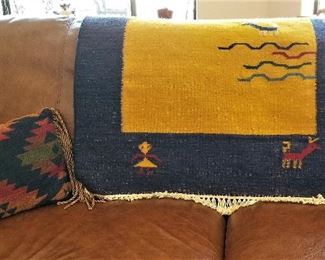 Blue and yellow rug/wall hanging