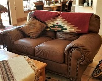 Brown leather Loveseat 