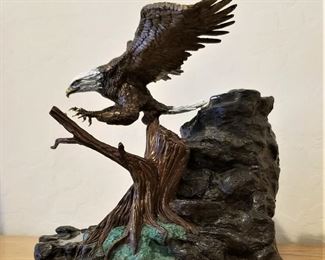 Bronze Eagle Sculpture side view