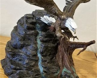 Signed Bronze Eagle sculpture. Beautiful and extremely heavy