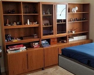 Teak bookcases and display units