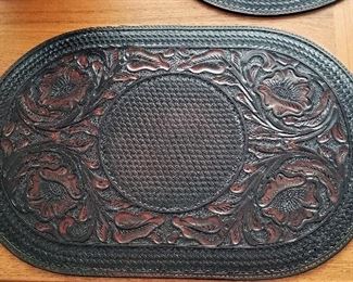 Tooled leather place mats