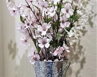 Metal vase and flowers
