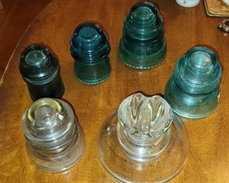 Vintage Glass Electrical Insulators (Large Kimble, Aqua Hemingray, Whitall Tatum Co.)