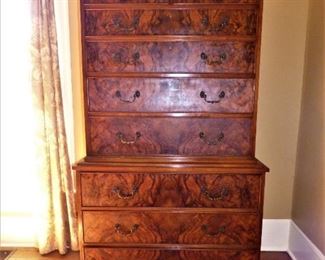 Gorgeous Matched Flame Mahogany Chest on Chest circa 1860's,  Made by American  Furniture company that made high-end furniture for hotels
