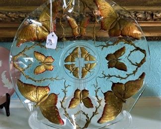 Antique Victorian Gold Gilt Butterfly Dish