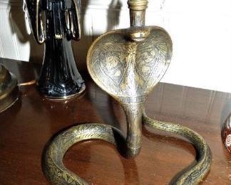 Antique Brass Cobra Candlestick